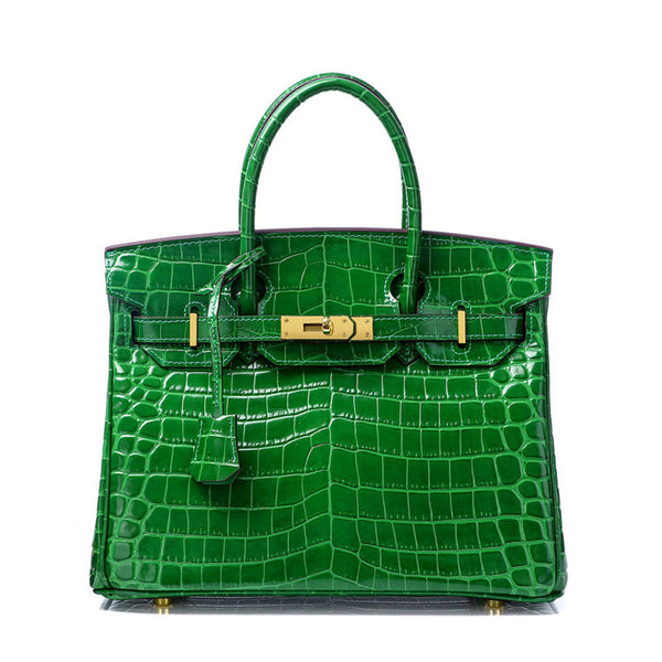 Sacs À Main À Poignée Supérieure En Cuir Véritable Imprimé Crocodile Lisse