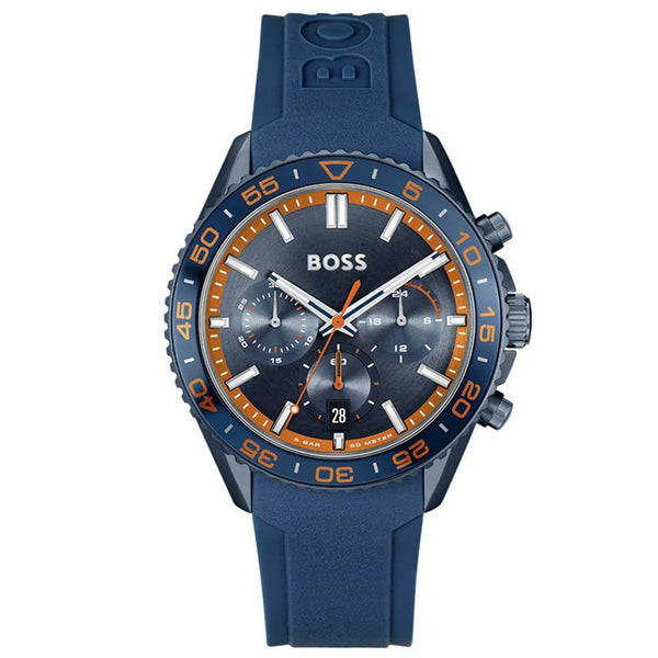 MONTRE CHRONOGRAPHE À CADRAN TON ET BRACELET EN SILICONE BLEU