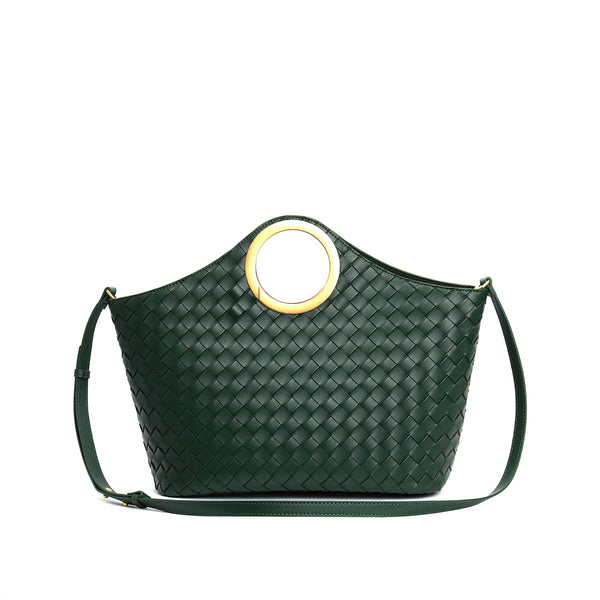 SAC CABAS EN SEMI CUIR TRESSÉ AVEC ANSE RONDE EN MÉTAL - ARYAX