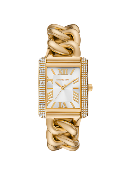 Montre MK Emery surdimensionnée dorée à maillons gourmette et à pavé