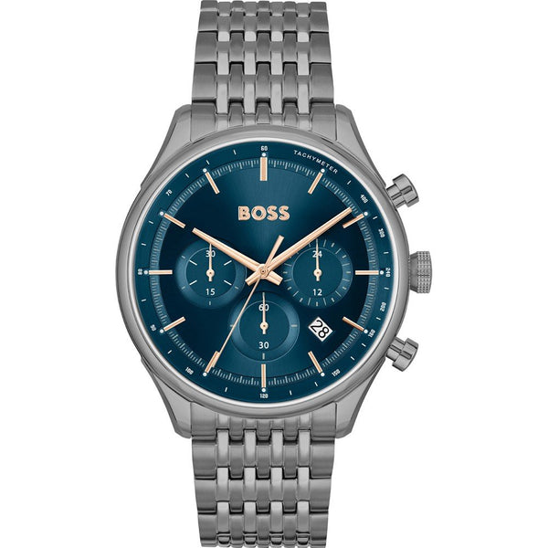 Bleu Montre Bracelet En Acier Gris Pour Homme - 1514083
