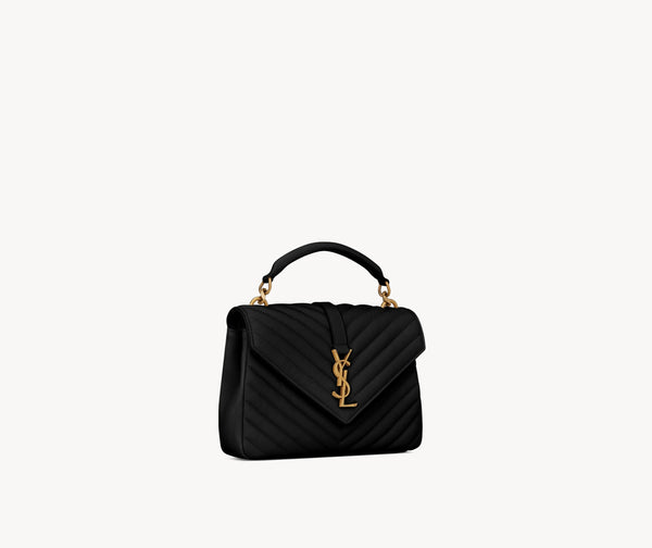 SAC YSL COLLÈGE MEDIUM EN SEMI CUIR MATELASSÉ
NOIR ET DORÉ
