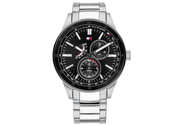 Montre Tommy Hilfiger Austin avec cadran noir et bracelet en acier argenté pour homme - 1791639