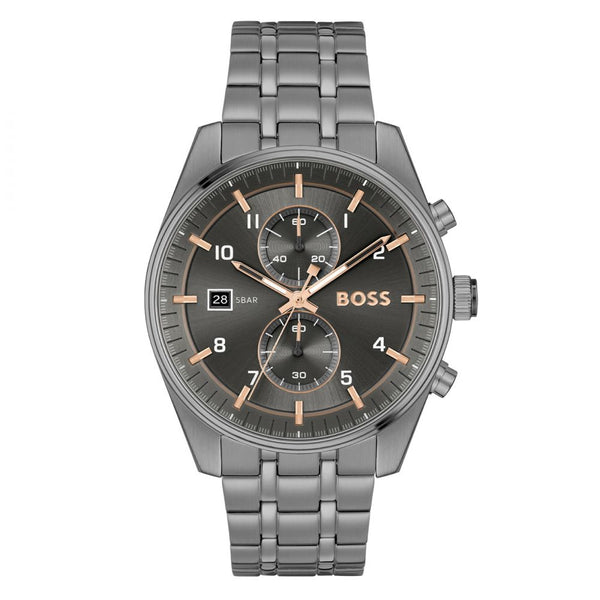 MONTRE CHRONOGRAPHE PLAQUÉE GRISE AVEC DÉTAILS DORÉS 58137009